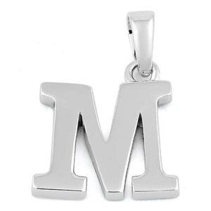 Sterling Silver Plain Letter M Initial Pendant
